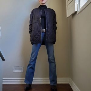 Vintage Black Quilted Bomber Jacket